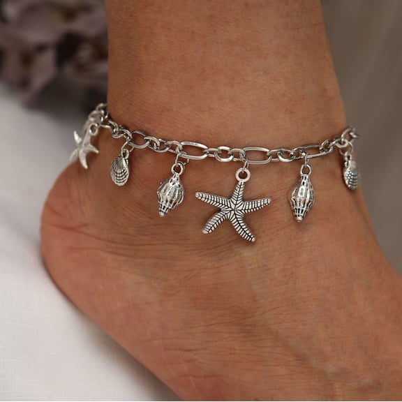 SmartBy Boho Women Shell Starfish Charm Anklet Ankle Chain Bracelet Foot Jewelry Gift