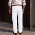 thumbnail image 5 of JoveMarine Men's Linen Pants Casual - Lightweight Breathable Summer Trousers with Drawstring Elastic Waist, Everyday Comfort,White M, 5 of 5