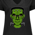 thumbnail image 4 of Inktastic Halloween Frankenstein Head Women's Plus Size V-Neck T-Shirt, 4 of 5