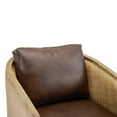thumbnail image 6 of JINS & VICO 360° Swivel Barrel Chair with Cushions, PU Leather & Wood Frame, Brown, 6 of 7
