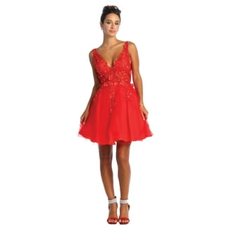 princess polly baby blue dress Strapless Red Satin Tight Mini Dress – Ohmollydress main image 1
