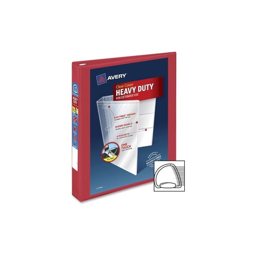 Avery Heavy-Duty View 3 Ring Binder, 1' One Touch EZD Rings, Red 1' Binder Capacity - Letter - 8 1/2' x 11' Sheet Size - 275 Sheet Capacity - 3 x D-Ring Fastener(s) - 4 Internal Pocket(s) - Inter
