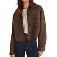 thumbnail image 2 of Chaqueta Corta de Ante Sintético para Mujer, Informal, Ligera, para Otoño e Invierno. Marrón Oscuro XXL, 2 of 8