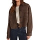 thumbnail image 2 of Chaqueta Corta de Ante Sintético para Mujer, Informal, Ligera, para Otoño e Invierno. Marrón Oscuro XXL, 2 of 8