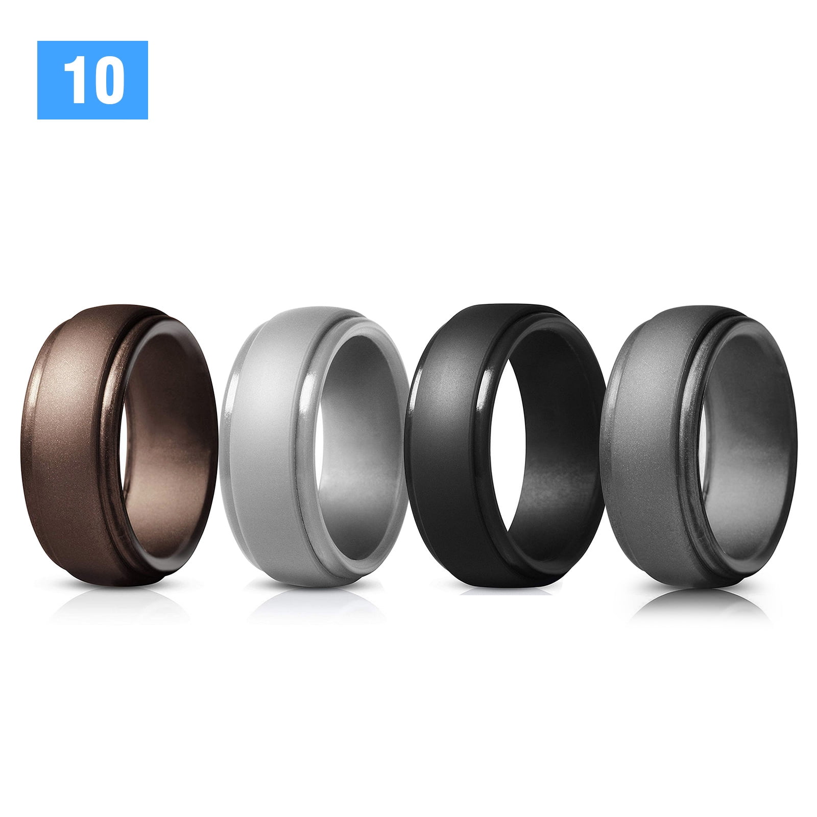 TSV 4Pack Silicone Wedding Ring for Men, Breathable Mens' Rubber Wedding Bands, Comfortable