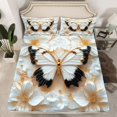 thumbnail image 2 of Homewish Fashion Butterfly Women Queen Sheet Sets, Romantic Animal Flat Sheet, White Gold Flower Floral Queen Fitted Sheet, Luxury Bedroom Decor, 4-Piece, 2 of 7