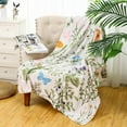 thumbnail image 2 of Spring Throw Blanket Wildflowers Butterfly Blanket Green Wild Flower Plant Blankets 60 x 50 Inches Vintage Herbs Blanket Colorful Wild Flowers Printed Flannel Blanket for Bed Sofa Chair, 2 of 6