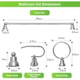 thumbnail image 6 of 3-Light Vanity Light Fixture, 5-Piece All-in-One Bathroom Set with Towel Bar, Ring, Robe Hook & Toilet Paper Holder for Bathroom Mirror Lighting, Brushed Nickel Wall Light with Glass Shade, 6 of 7