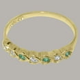 thumbnail image 6 of LBG British Made 14k Yellow Gold Natural Diamond & Emerald Womens Eternity Ring - 33 size options - Size 6.5, 6 of 9