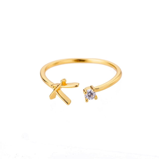 Anillo con 26 letras AZ, chapado en oro de 18 quilates, anillo neutro, anillo creativo para el dedo, joyería