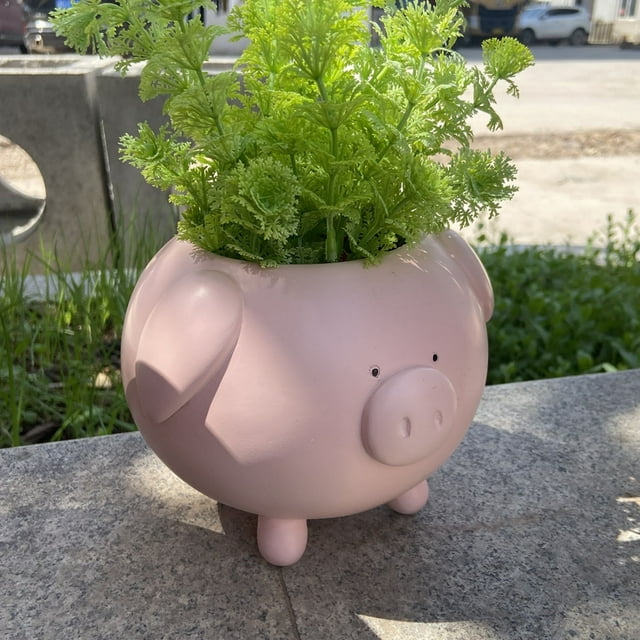 Bonita Maceta con Forma de Cerdito, Bonita Estatua de Resina, Decoración para El Jardín Del Hogar.