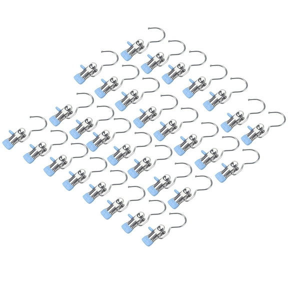 30Pcs Upgrade Double Head Clamp Dipped Clothespin for Laundry Hooks with Clips, Boot Holder, Hanging Clips, Portable Multifunctional Hangers Single Clip Space Saving for Jeans, Hats (30, Blue)