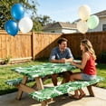 thumbnail image 2 of Botanical Print 3 Piece Picnic Tablecloth Set, Elastic Edge Fits Standard Tables, Spill Proof Polyester Fabric, Ideal for Patio Deck Party, Foldable Storage Sack, Nice Gift for Nature Lover, 2 of 6