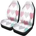 thumbnail image 2 of RYLABLUE Set of 2 Car Seat Covers Grey Pink Chevron Polka Dot Heart Shape Pattern Painting Universal Auto Front Seats Protector Fits for Car,SUV Sedan,Truck, 2 of 5