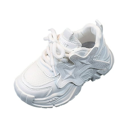 Quealent Toddler Boys Girls Sneakers Soft Anti-Slip Sole First Walkers Toddler Breathable Athletic Running Shoes (White 8.5)