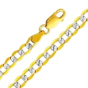 Jewelry 14k Two Tone Gold 4.2-mm Cuban Chain Necklace - 24 inch