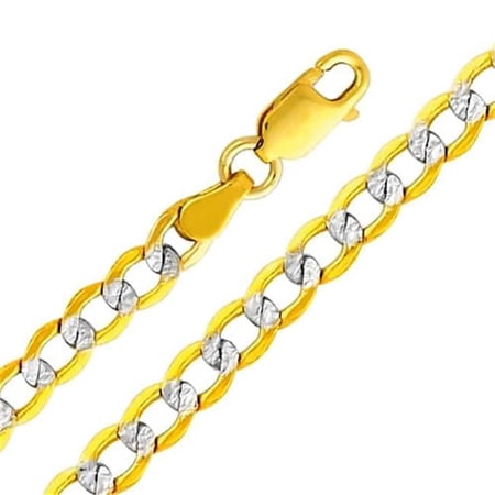 Jewelry 14k Two Tone Gold 4.2-mm Cuban Chain Necklace - 24 inch
