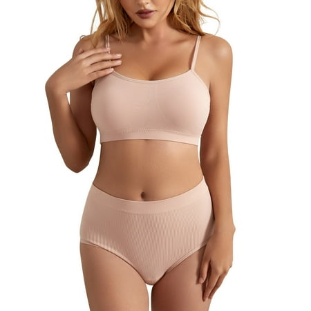 EHQJNJ Bra and Underwear Set Cotton French Lingerie Female Small Chest Gathered Thin No Steel Ring Large Size Sports Camisole Bra Set Bralette and Panty Sets for Women