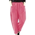 thumbnail image 2 of Tittly Palazzo Pants Wide Leg Pants Women's Autumn And Winter Elastic Waist Large Fashionable Corduroy Loose Outerwear Pants Baggy Pants Plus Size Pants Pink S, 2 of 4