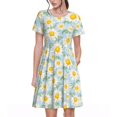 thumbnail image 1 of Bixox Robe d'Été à Manches Courtes pour Femmes Robe Ample Longueur Genou avec Poches-Daisies Fleurs, 1 of 7