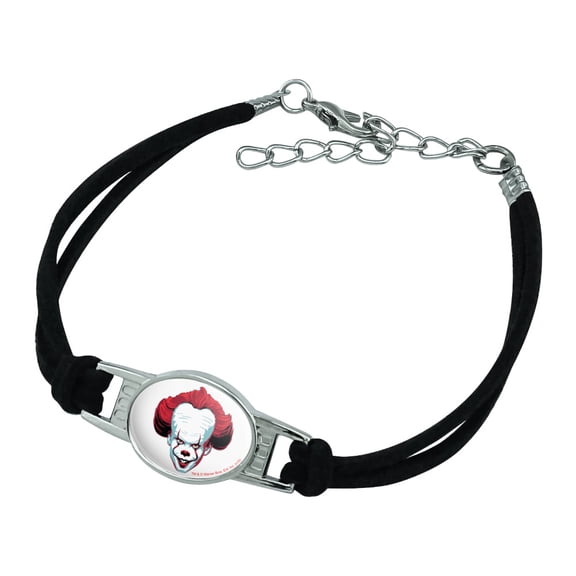IT Pennywise Come Home Novelty Suede Leather Metal Bracelet