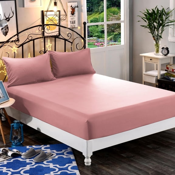 Elegant Comfort 1500 Premium Hotel Quality 1-Piece Fitted Sheet, Softest Quality Microfiber-Deep Pocket up to 16 inch,Wrinkle and Fade Resistant, King, Dusty Rose