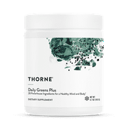 Thorne Daily Greens Plus, Comprehensive Greens Powder with Matcha, Spirulina, Moringa and Adaptogen, Mushroom and Antioxidant blends, Refreshing, Mint Flavor 6.7 Oz, 30 Servings