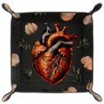 thumbnail image 2 of Women Girls Leather Square Dish Trinket Plate Jewelry Tray, Human Heart and Flower Flag Mothers Day Birthday Gift, 20.5x20.5cm, 2 of 6