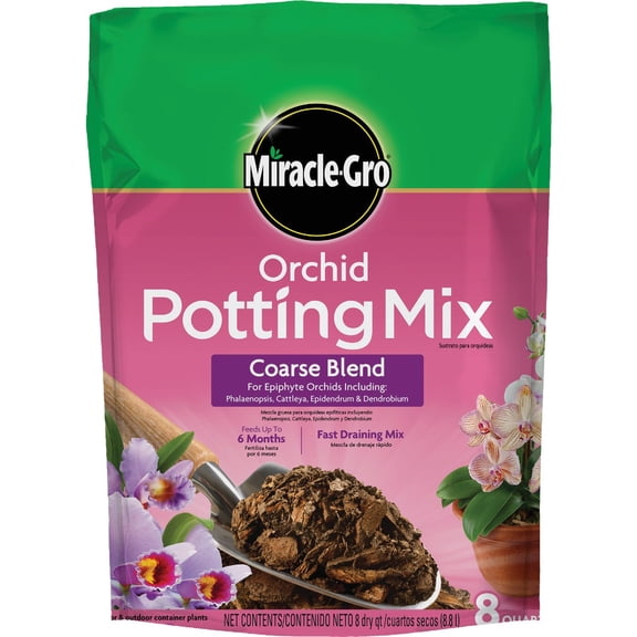 Miracle-Gro Orchid Potting Mix Coarse Blend - Drainage Holes - 8 Qt, 1 Pack