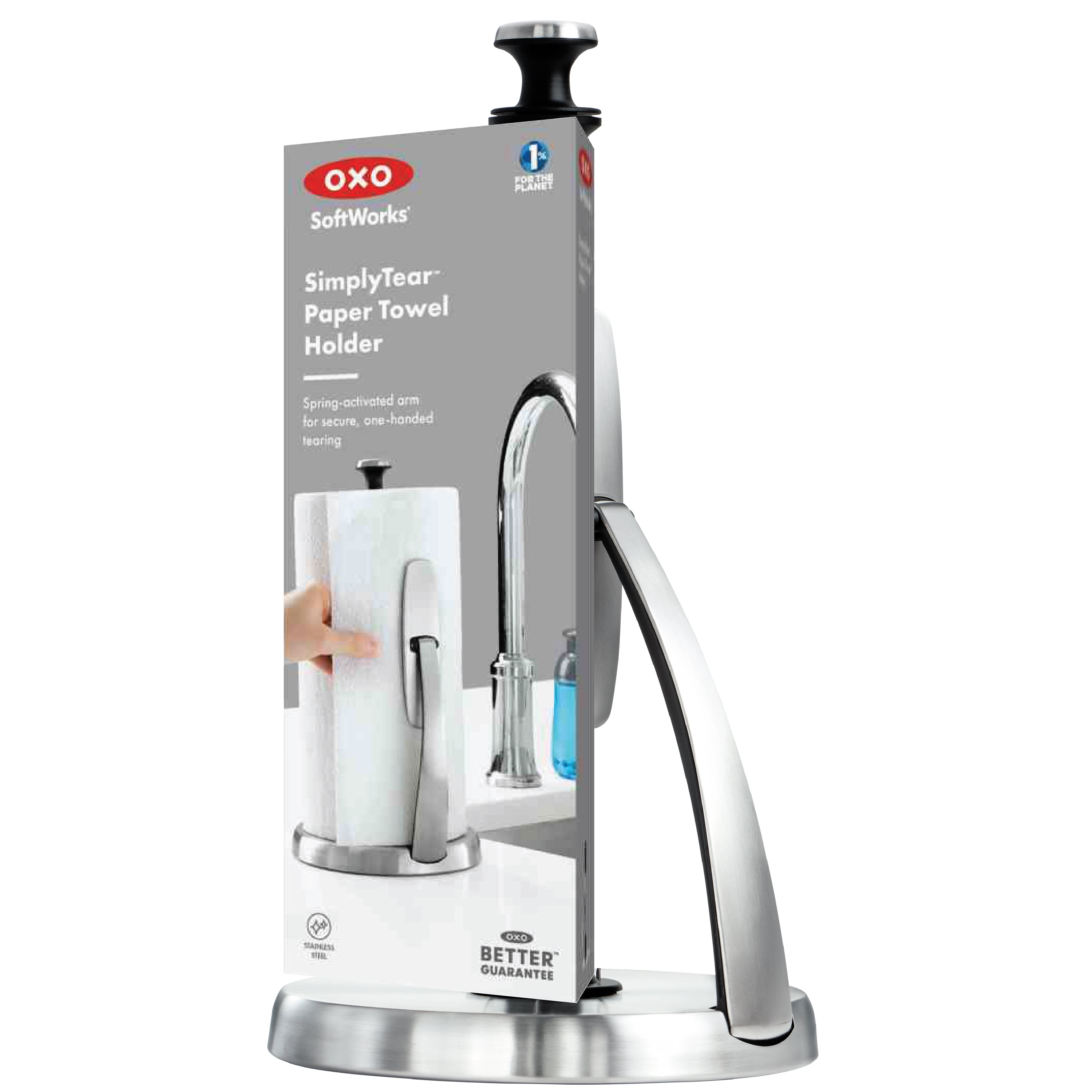 OXO Stainless Steel Simply Tear Countertop Paper Towel Holder