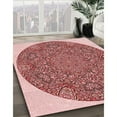 thumbnail image 3 of Ahgly Company Machine Washable Indoor Round Transitional Pastel Pink Area Rugs, 7' Round, 3 of 7