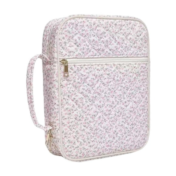Funda para Biblia con asa, bolso de mano, multifunción, con estampado de flores, para llevarla Flor rosa