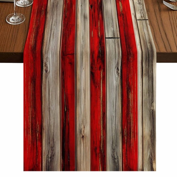 Table Runners 90 Inches Long Dress Scarves, Vintage American Flag Farmhouse Coffee/Dining/Kitchen Table Runner for Living Room, Retro USA Flag Wooden 13x90 Inch