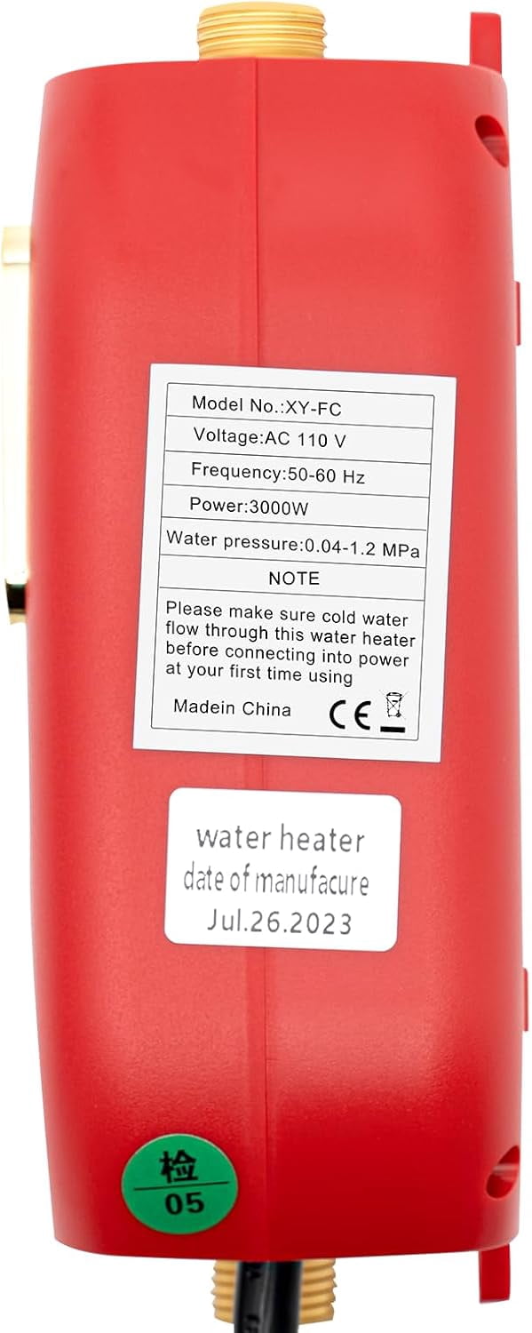 110V Electric Tankless Water Heater, 3000W Instant Hot Water 68-126F Wall-Mounted With Automatic Power-off, On Demand for Kitchen, Sink, Washing, Basin
