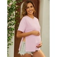 thumbnail image 3 of DARING DIVA Women's Maternity Hidden Zipper Cotton Short Sleeve Nursing Tops M Pink, 3 of 7