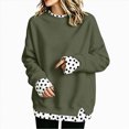 thumbnail image 6 of CAUYDY Women's Crewneck Sweatshirt Layered Hem Pullover Top with Ribbed Cuffs Slouchy Street Style Sweatshirts Green Sizes L, 6 of 8