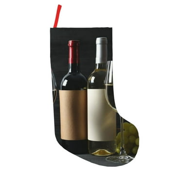 Goofa Two Bottles Of Red And White Wine for Christmas Stockings, 18inch Xmas Hanging Stocking Decorations for Christmas Party Family Decor