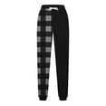thumbnail image 4 of COSFO Plaid Sweat Pants for Womens Black Joggers Elastic Waist Casual Taper Pants Drawstring Adjustable Width Loose Pants, 4 of 5