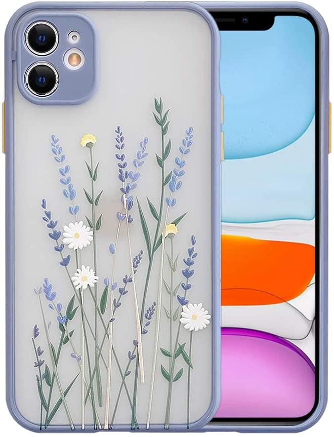 Ownest Compatible with iPhone XR Case,Cute Daisy Flower Pattern Design Silicone Vintage Floral for Women Girls Soft TPU Anti-Scratch Protective Cases for iPhone XR-White 