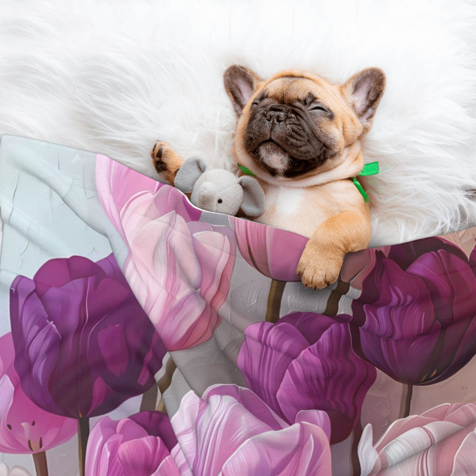 Naloa Purple And Pink Tulip Bouquet Dog Blanket, 3 Sizes Cat Blanket for Indoor Cats Large Medium Small Dog Gifts-Small