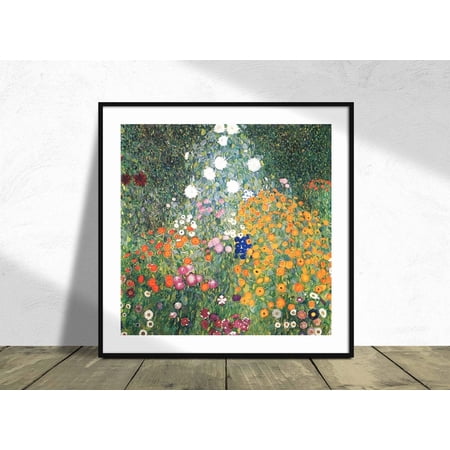 Flower Garden Gustav Klimt Square Vintage Reproduction Housewarming Idea Nature Home Decor Office Wall Art