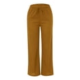 thumbnail image 4 of BODOAO Non See Through Cropped Wide Leg Pants Wide Leg Travel Stretchy Plus Size Casual Comfort Pants Loungewear Yoga Pants With Pockets Breathable Resort Wear Summer Pants High Waist Gold 4XL, 4 of 6