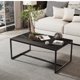 thumbnail image 1 of Mesa de centro de piedra sinterizada para sala de estar, mueble Rectangular con marco de Metal negro, color gris, 1 of 4