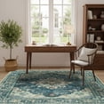 thumbnail image 2 of KoshiMe Washable Area Rug 5'x7', Non-Slip Soft Vintage Distress Floral Rugs for Living Room, Stain Resistant Low Pile Medallion Carpet for Dining Room Office, Dark Blue, 2 of 9