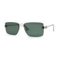 thumbnail image 3 of Womens Slick Minimal Luxury Rimless Rectangle Retro 90s Sunglasses Gold Green, 3 of 4
