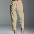 thumbnail image 4 of Simua Women's Capris Pants Cotton Linen Casual Summer Straight Leg Loose Elastic Waist Cropped Trousers, 4 of 7
