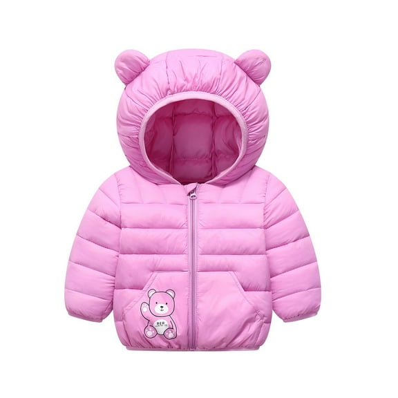 Tdoqot Toddler Girls Winter Coats with Hood- Cute Full Zip Warm Long Sleeve Quilted Jacket Purple Size 12M-5 T