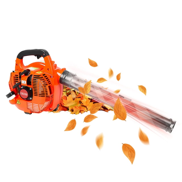 Soplador de hojas a gasolina Motor de 2 tiempos 25.4CC 275.45CFM Volumen de aire 0.65L Tanque de aceite Soplador de mano Potente viento Soplador de nieve para césped Jardín Patio Entrada Soplando hoja