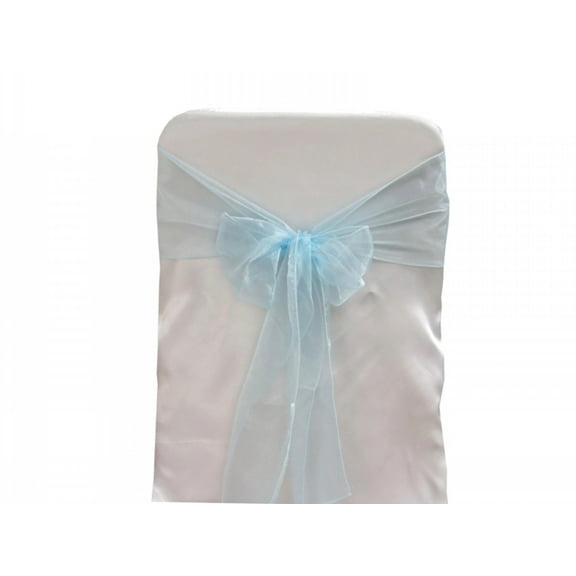 6 Chair Bow Organza Sashes Chair Wedding Party Bows 9" x 10ft - Light Blue