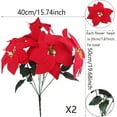 thumbnail image 2 of 2 Pcs Poinsettias Artificial Christmas Flowers Red Poinsettia Bushes for Christmas Decor 7 Heads Fake Silk Poinsettia Flowers Velvet Bouquet for Home Xmas Tree Table Centerpiece Holiday, 2 of 7
